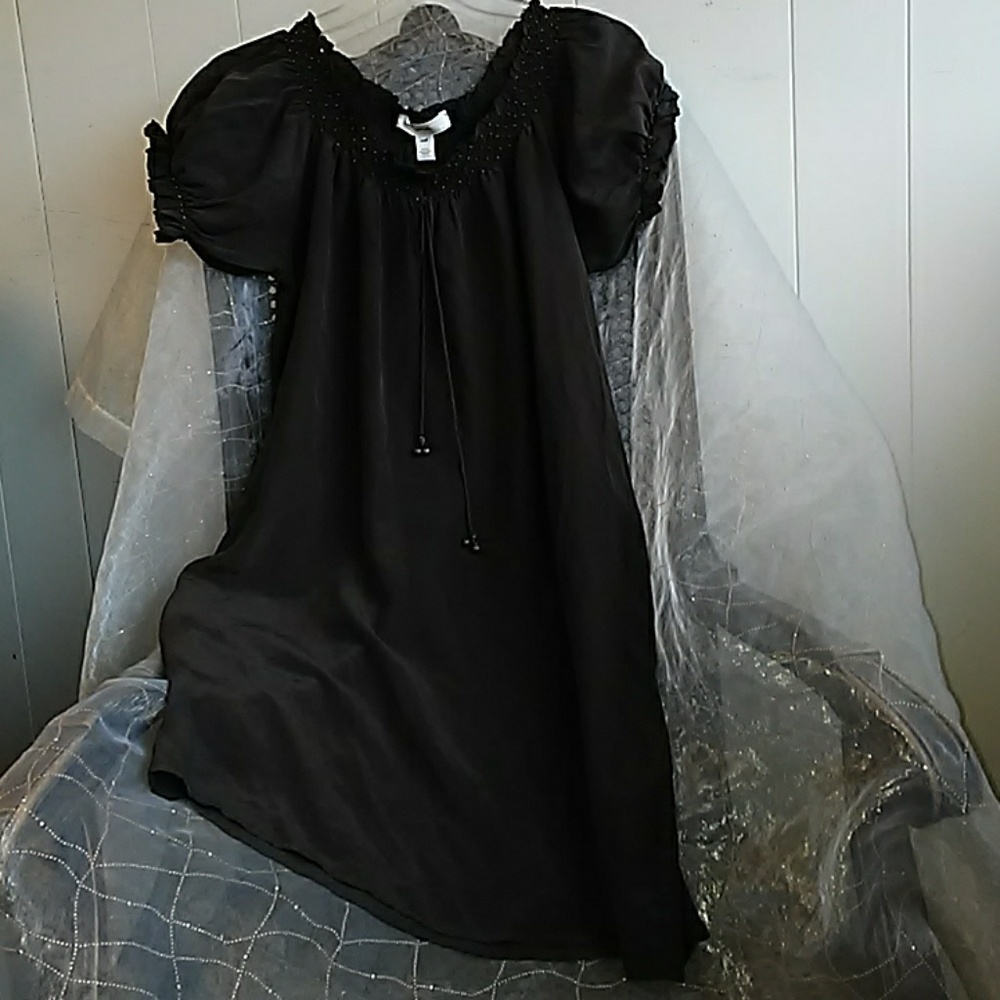 Ya Da silk mini dress short puff sleeves Small